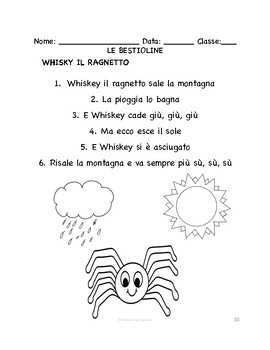 Preview of Italian Bugs & Critters SONG & COLORING PAGE | Whiskey il ragnetto, Farfallina..