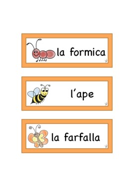 Preview of Italian Bugs & Critters WORD WALL
