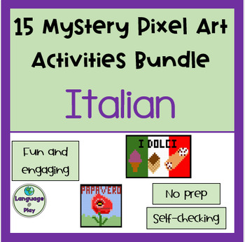 Preview of Italian Bundle 15 Mystery Picture Pixel Art Activities on Google