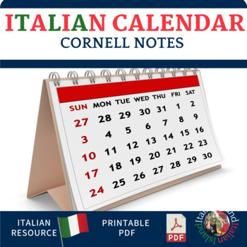Preview of Italian Calendar Vocabulary Cornell Note sheet