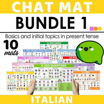 Preview of Italian Chat Mat Bundle 1 - Basics and Initial Topics in Italian (Present Tense)