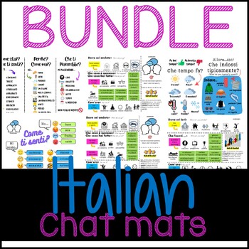Preview of Italian Chat Mat Bundle: 6 chat mats (feelings, weather & clothing, past tenses)