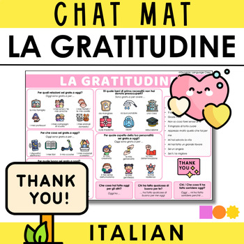 Preview of Italian Chat Mat - Gratitudine - Give Thanks - Thanksgiving - Appreciation - SEL