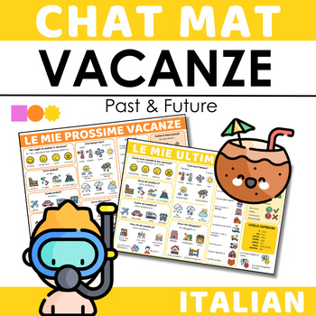 Preview of Italian Chat Mat - Le mie Vacanze - My Holidays in Past & Future Tenses Italian