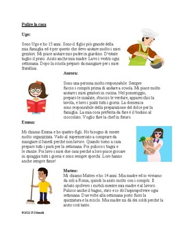 Preview of Italian Chores Reading: Pulire la casa Lettura (Italiano)