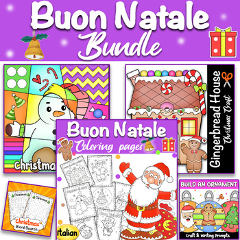 Preview of Italian Christmas Bundle - Gingerbread House Craft, Coloring, Ornaments, Writing