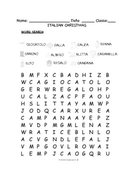 Preview of Italian Christmas PUZZLES & WORKSHEETS | Crossword, Matching, Word search + MORE
