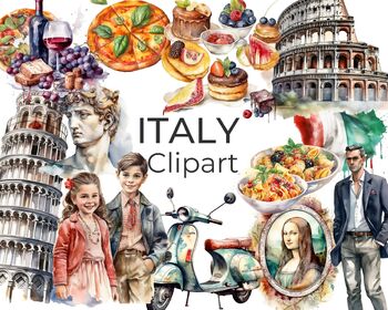 Preview of Italian Clipart - Watercolor