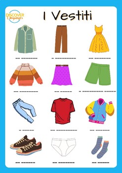 Italian Clothes Vocabulary Worksheet & Printable Poster by Discover ...