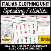Italian Clothing Unit: I vestiti - Speaking Activities & A