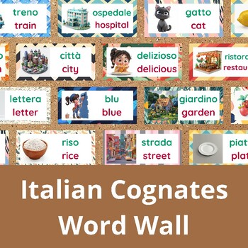 Preview of Italian Cognates Word Wall | 100 Level A1 Cognate Words