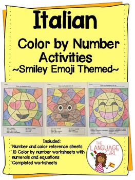 Preview of Italian Color by Numbers Emoji Themed