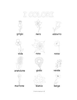 Preview of Italian Colors COLORING & HANDWRITING PAGES