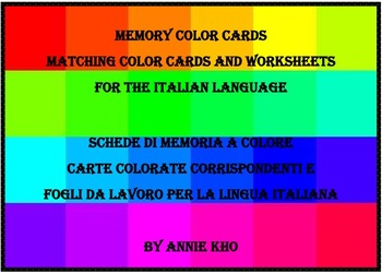 Preview of Italian Colors Cards and Worksheets