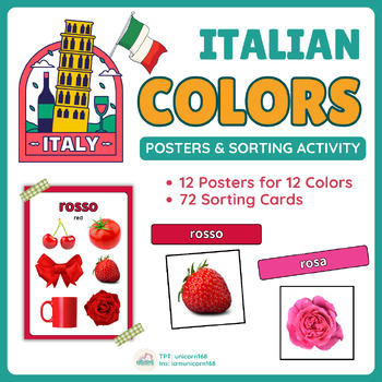 Preview of Colors in Italian (I colori): Posters, Sorting 72 Items by Color, Real Photos