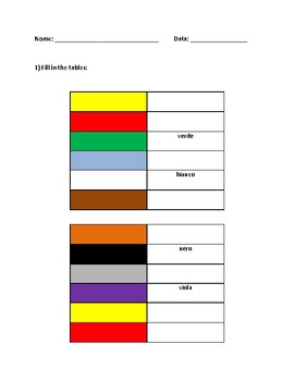 Preview of Italian Colors Worksheet | I colori