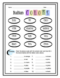 Italian Colors Worksheet Packet