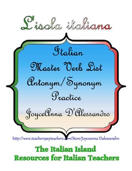 Preview of Italian Common Verb Synonym & Antonym Practice