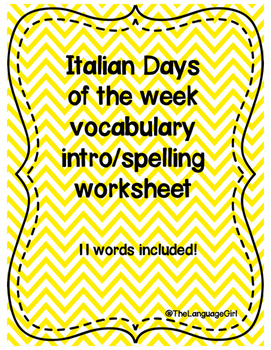 Preview of Italian Days of the Week Spelling/Vocab Intro worksheet