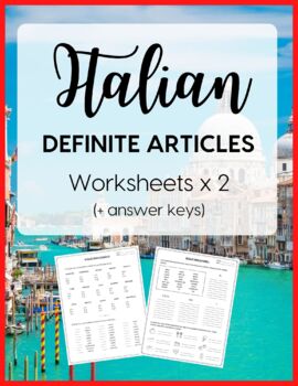 Preview of Italian Definite Articles Grammar Worksheets - Articoli determinativi