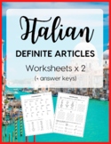 Italian Definite Articles Grammar Worksheets - Articoli de