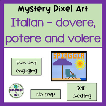 Preview of Italian Dovere, Potere + Volere Present Tense Mystery Picture Art Activity