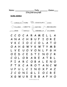 Preview of Italian Easter PUZZLES & WORKSHEETS | Crossword, Matching, Word search