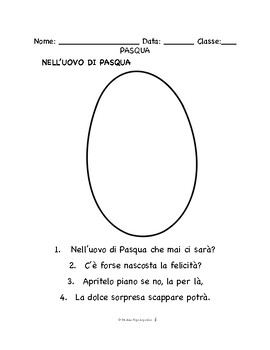 Preview of Italian Easter SONG & COLORING PAGE | Nell’uovo di Pasqua