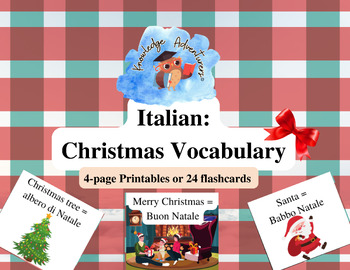 Preview of Italian/English Christmas Vocabulary Flashcards/ Printables