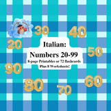 Italian/English Bundle: Numbers 20-99 Flashcards/ Printabl