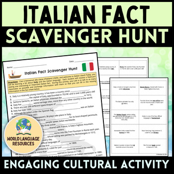 Preview of Italian Fact Scavenger Hunt - Culture Activity & Icebreaker!