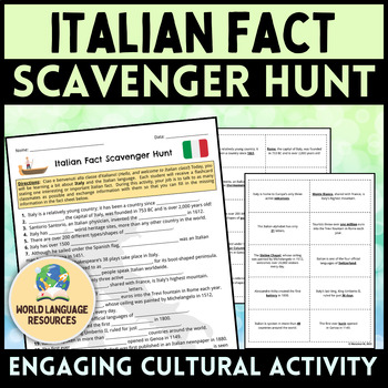 Preview of Italian Fact Scavenger Hunt - Back to School Culture Activity & Icebreaker!