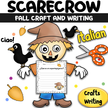 Preview of Italian Fall Craft Scarecrow Writing Craftivity & Bulletin Board Idea-Activities