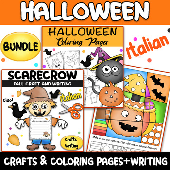 Preview of Italian Fall and Halloween Crafts, Coloring, and Pop Art, Writing Bundle
