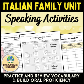 Preview of Italian Family Unit: Speaking Activities & Assessments - La famiglia