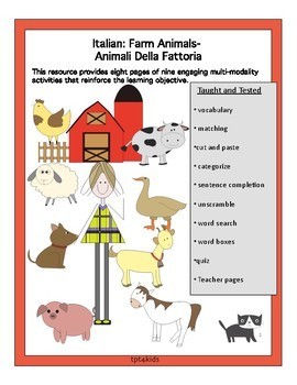 Preview of Italian: Farm Animals  Italiano: Animali della Fattoria