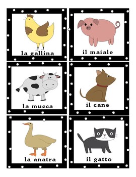 Preview of Italian Farm Animals Memory & Flash Cards Anamali della Fattoria
