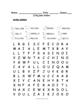 Preview of Italian Farm PUZZLES & WORKSHEETS | Crossword, Matching, Word search + MORE