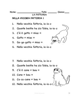 Preview of Italian Farm SONG & COLORING PAGE | Vecchia fattoria, Centocinquanta