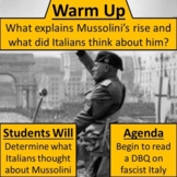 Reactions to Mussolini's Rise and Italian Fascism