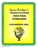 Italian First Week Scavenger Hunt / Find Someone Who