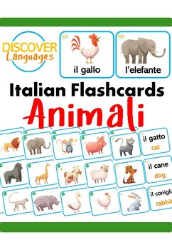 Preview of Italian Flash Cards - Farm & Zoo Animals - Animali