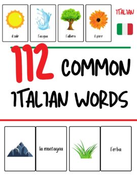Preview of Italian Flashcards - 112 Common Italian Words - Italian Vocabulary Practice