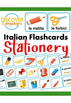 Preview of Italian Flashcards for Beginners - Stationery & Classroom Objects
