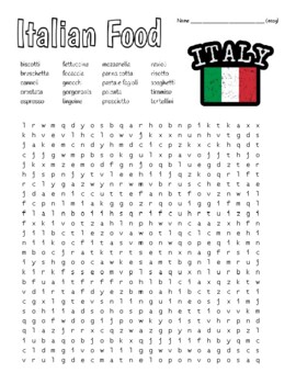 Preview of Italian Food - Basic Wordsearch with KEY and 2 Zentangles to Color