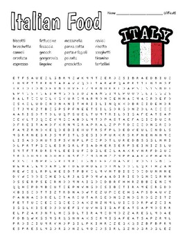 Italian Food - Difficult Wordsearch, KEY and 2 Zentangles to Color