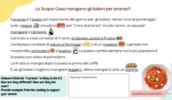 Preview of Italian Food Lesson: Cosa mangiano gli italiani per pranzo?