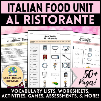 Preview of Italian Food Unit - Al ristorante: Vocabulary Activities & Assessments