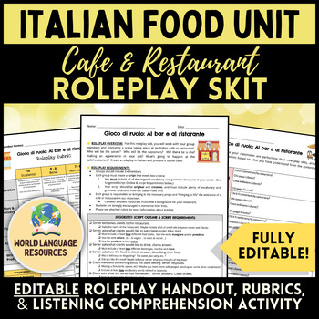 Preview of Italian Food Unit - Café and Restaurant Roleplay Skit Project - Cibo e Bevande