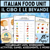 Italian Food Unit - Il cibo e le bevande: Vocabulary Activ